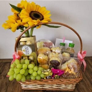 Cesta de Café da Manhã com Girassol