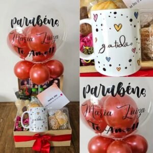 Cesta Café da Manha Doce Encanto com Xícara e Balão