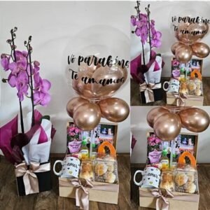 Café da Manhã Doce Encanto com Balão Bubble, Caneca e Orquídea