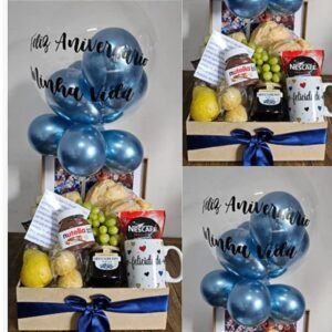 Cesta Café da Manhã Completa com Balão Bubble